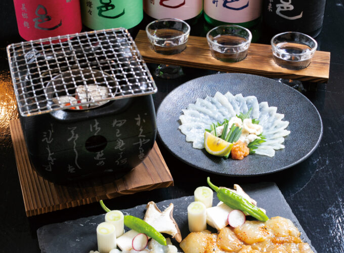 ふぐ料理・炭火焼き いふき▷多彩な天然ふぐ料理と日本酒に舌鼓
